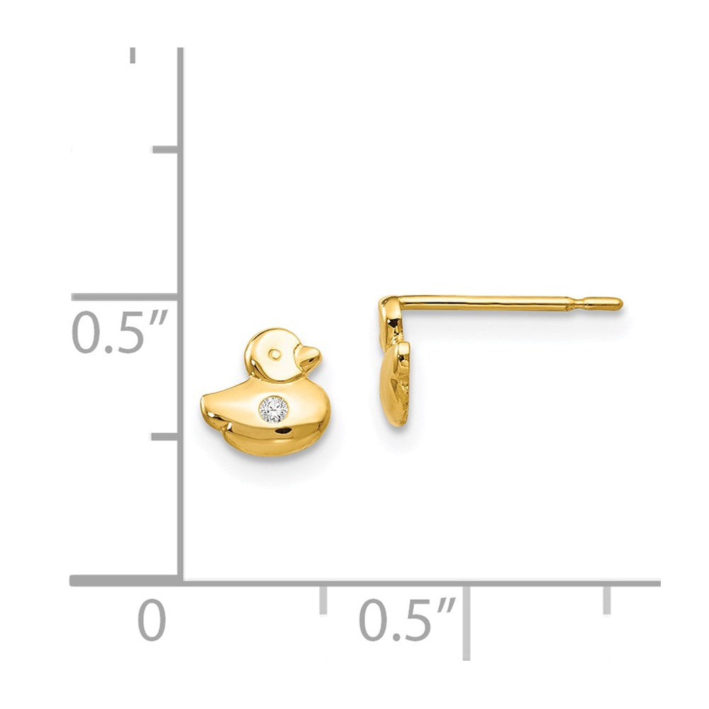 14K Yellow Gold Madi K CZ Children's Duck Post Earrings