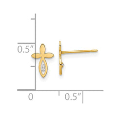 14K Yellow Gold Madi K Kids CZ Cross Post Earrings