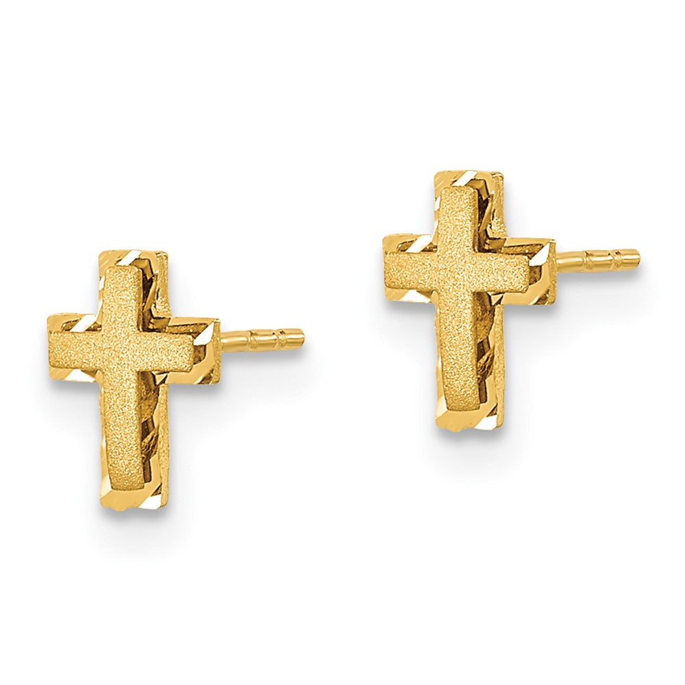 14K Yellow Gold Madi K Satin & Polished Diamond-cut Cross Post Earrings
