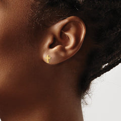 14K Yellow Gold Madi K Satin & Polished Diamond-cut Cross Post Earrings