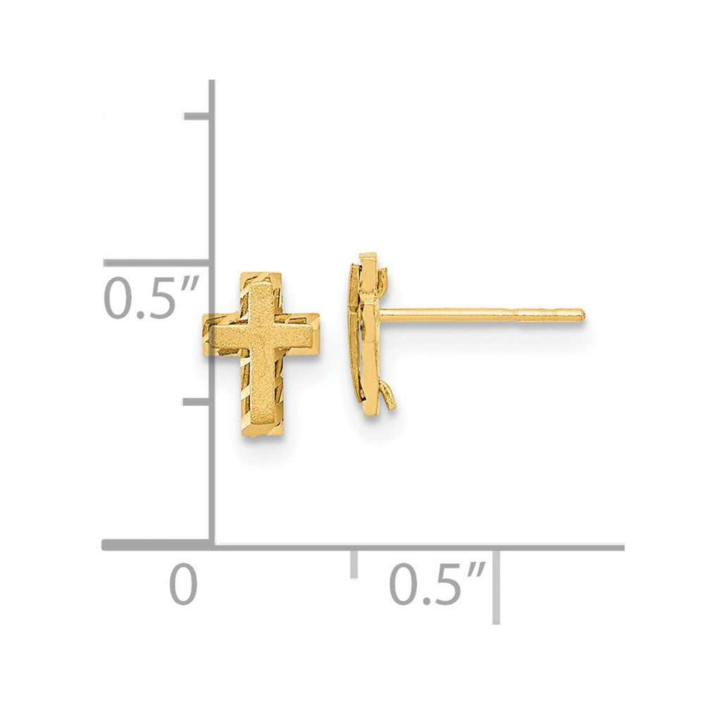 14K Yellow Gold Madi K Satin & Polished Diamond-cut Cross Post Earrings