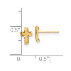14K Yellow Gold Madi K Satin & Polished Diamond-cut Cross Post Earrings