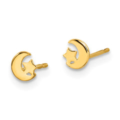 14K Yellow Gold Madi K Kids Star and Moon Post Earrings