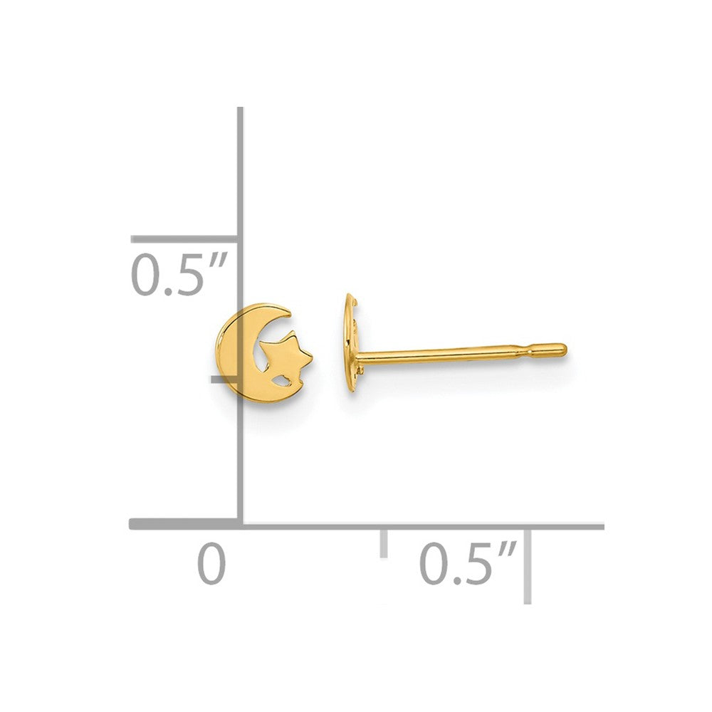 14K Yellow Gold Madi K Kids Star and Moon Post Earrings
