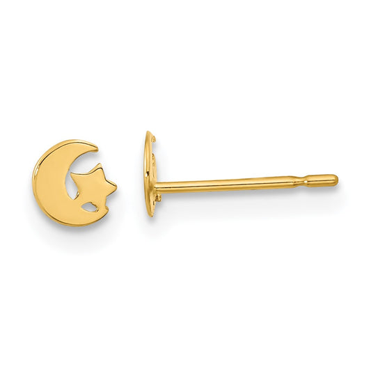 14K Yellow Gold Madi K Kids Star and Moon Post Earrings