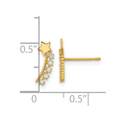 14K Yellow Gold Madi K Kids CZ Shooting Star Post Earrings