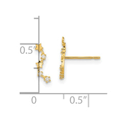 14K Yellow Gold Madi K Curved Stars CZ Post Dangle Earrings