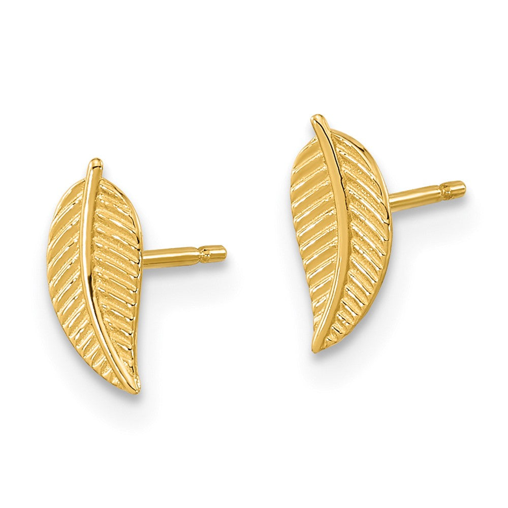 14K Yellow Gold Madi K Kids Leaf Post Earrings