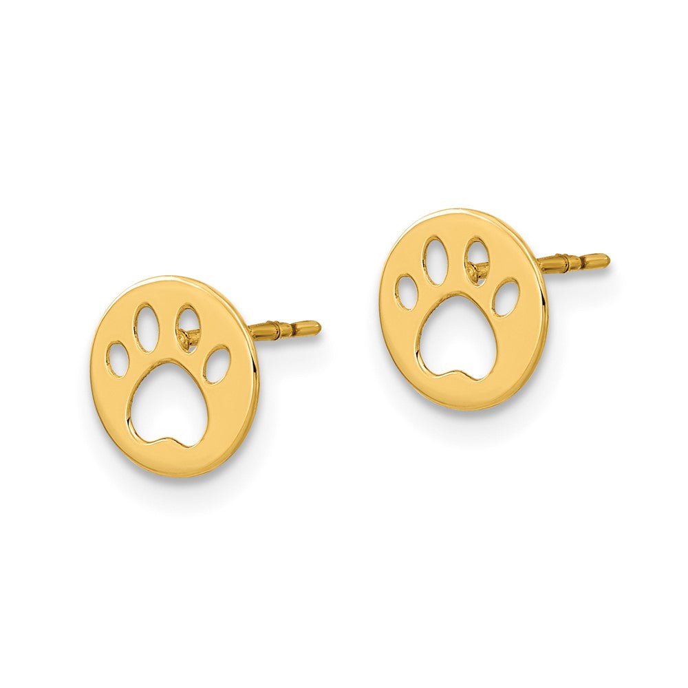14K Yellow Gold Madi K Kids Pawprint Post Earrings