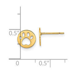 14K Yellow Gold Madi K Kids Pawprint Post Earrings