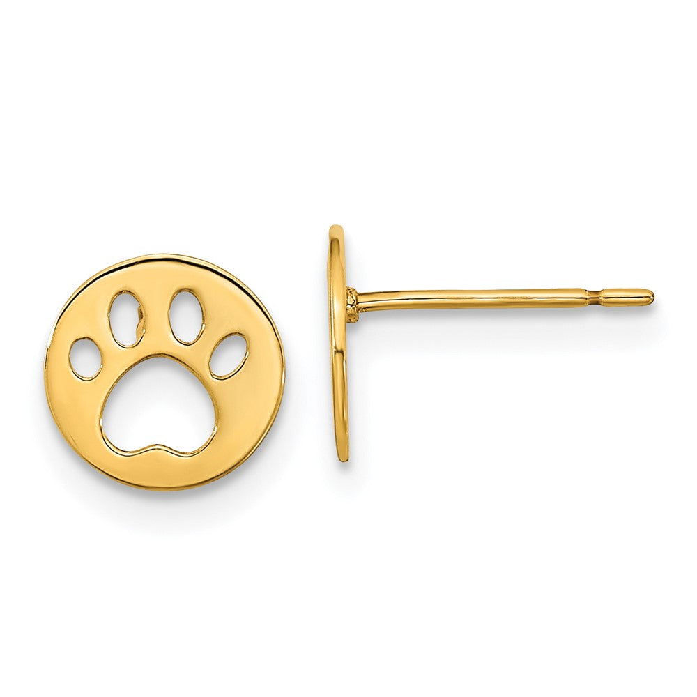 14K Yellow Gold Madi K Kids Pawprint Post Earrings