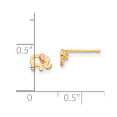 14K Yellow Gold Madi K Two-tone Childrens MOP Elephant Post Earrings