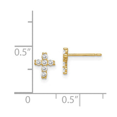 14K Yellow Gold Madi K CZ Cross Post Earrings
