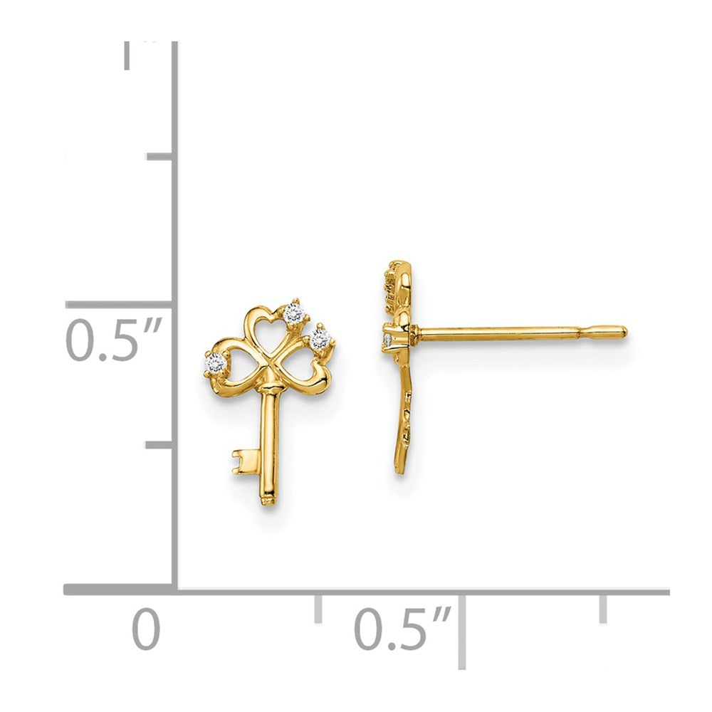 14K Yellow Gold Madi K CZ Key Post Earrings