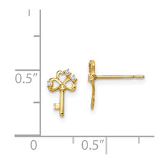 14K Yellow Gold Madi K CZ Key Post Earrings