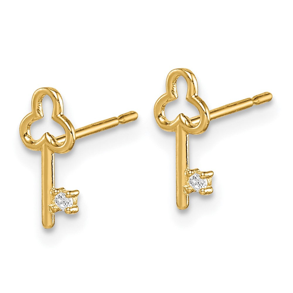 14K Yellow Gold Madi K CZ Key Post Earrings