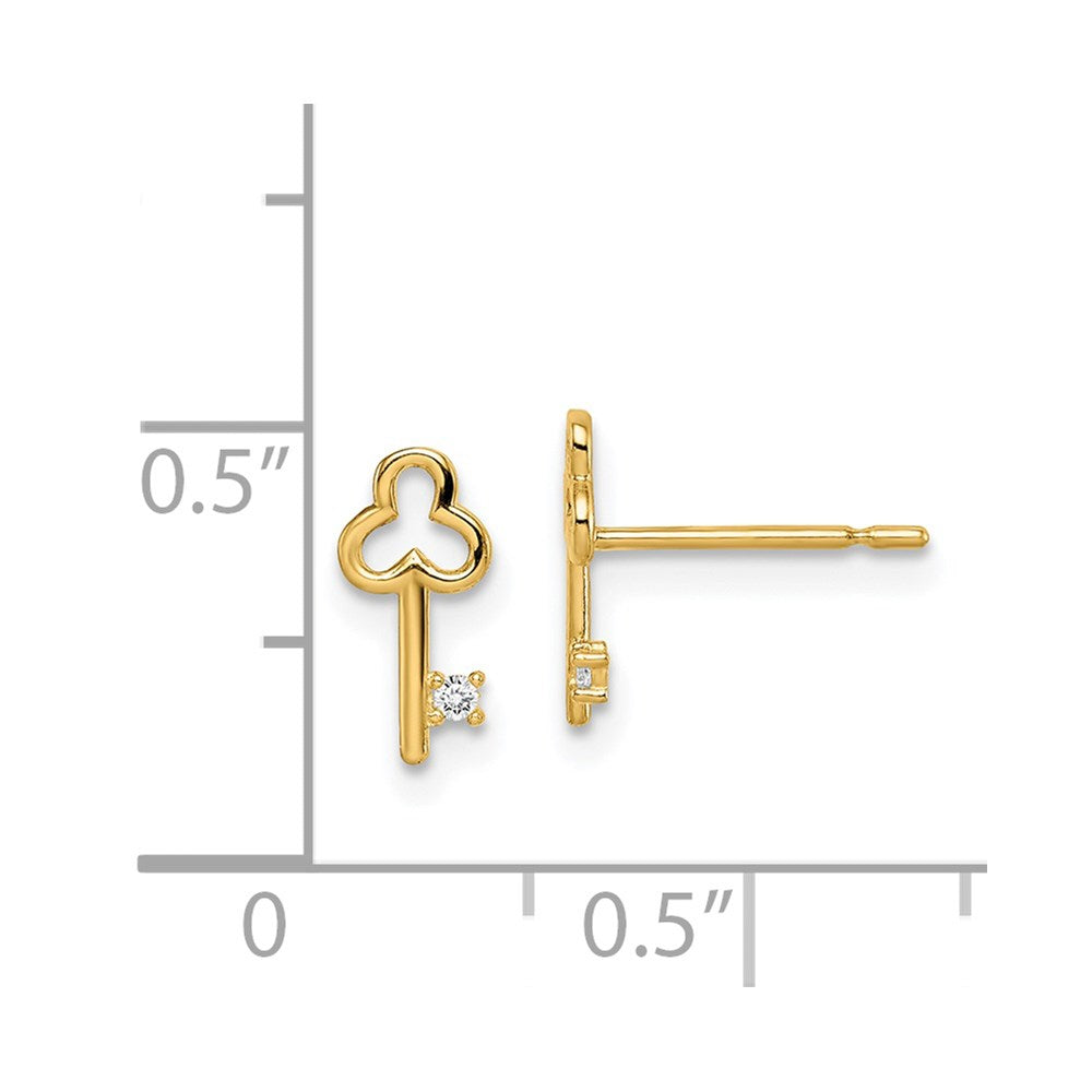 14K Yellow Gold Madi K CZ Key Post Earrings
