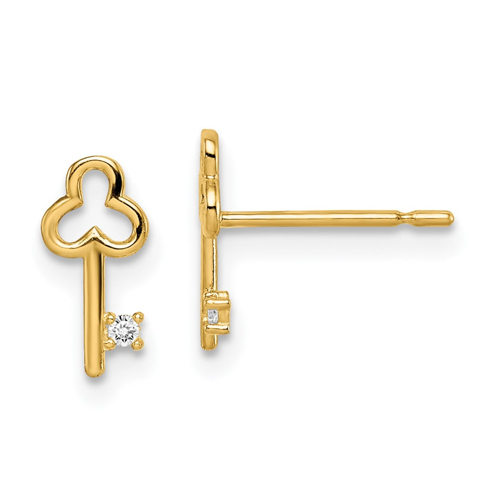 14K Yellow Gold Madi K CZ Key Post Earrings