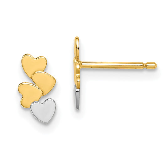 14K Two-Tone Gold Madi K Hearts Post Earrings