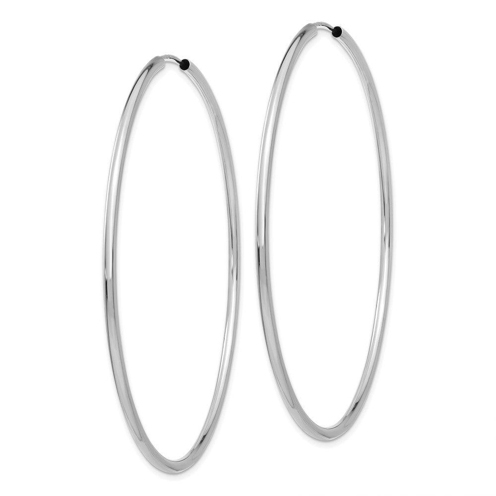 14K White Gold 2mm Polished Endless Hoop Earrings
