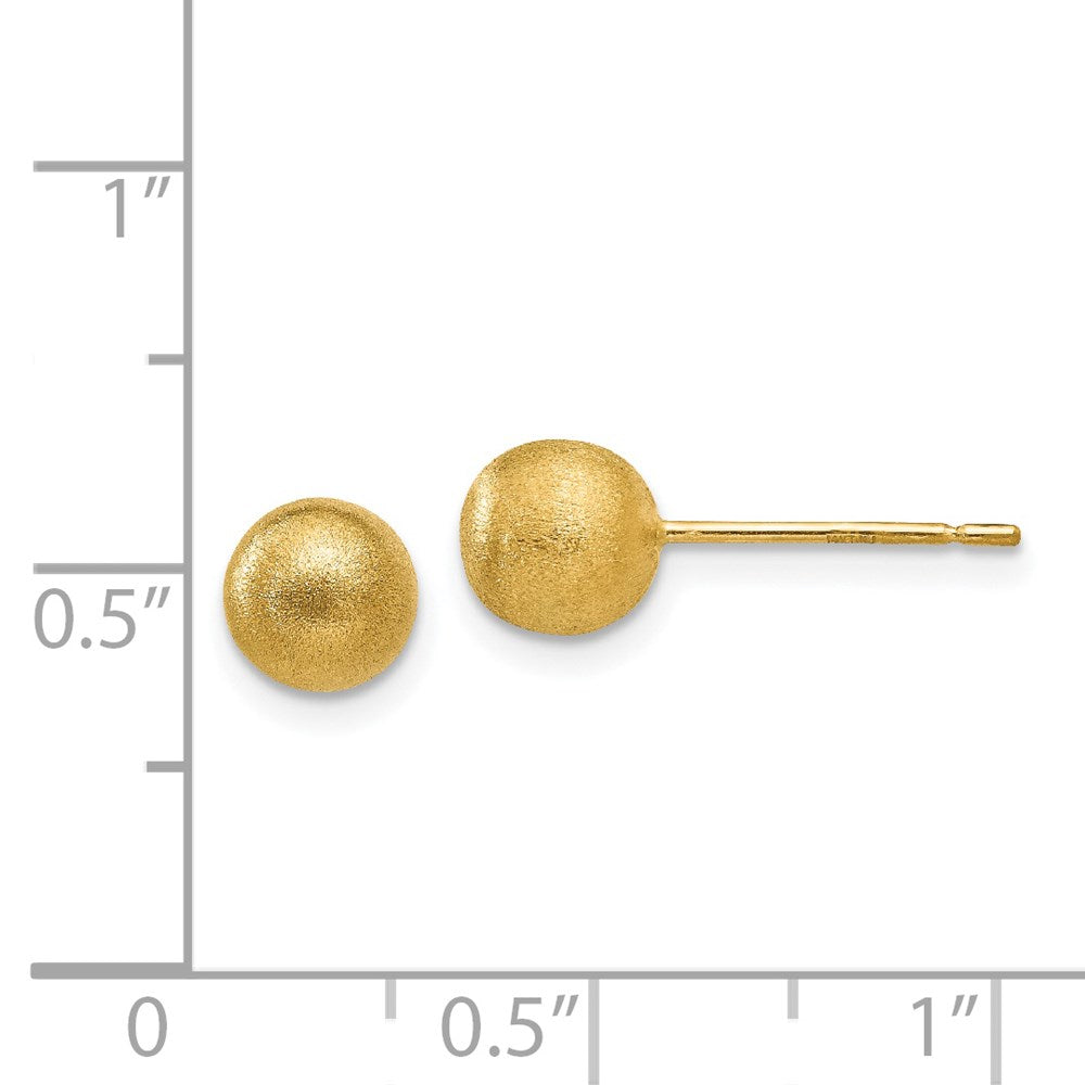 14K Yellow Gold 6mm Satin Ball Post Earrings