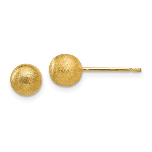 14K Yellow Gold 6mm Satin Ball Post Earrings