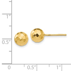14K Yellow Gold Polished and Diamond-cut 7MM Ball Post Earrings