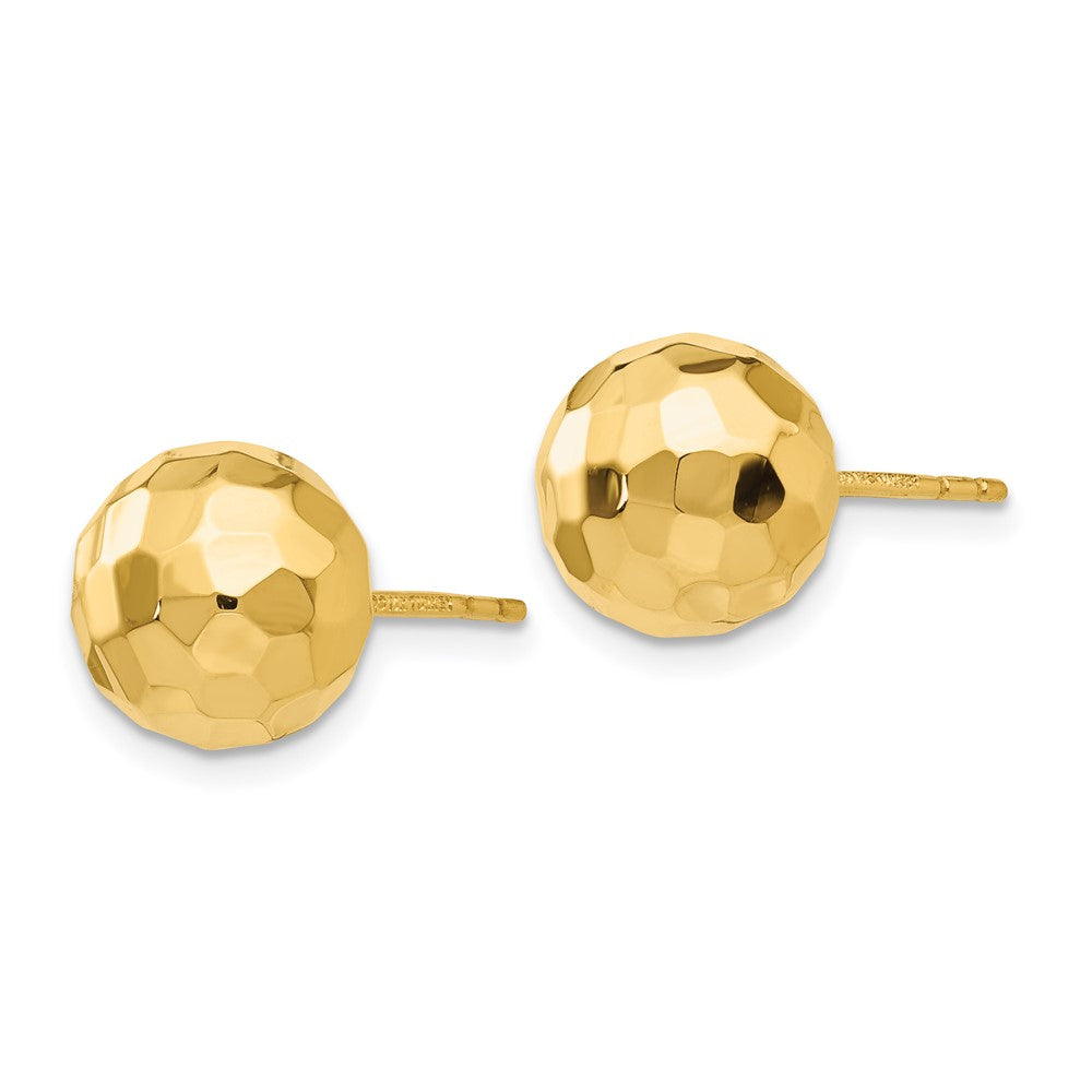 14K Yellow Gold Polished and Diamond-cut 9.5MM Ball Post Earrings