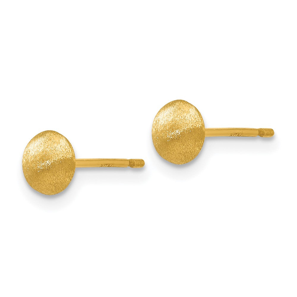 14K Yellow Gold 5mm Satin Puffed Button Post Earrings