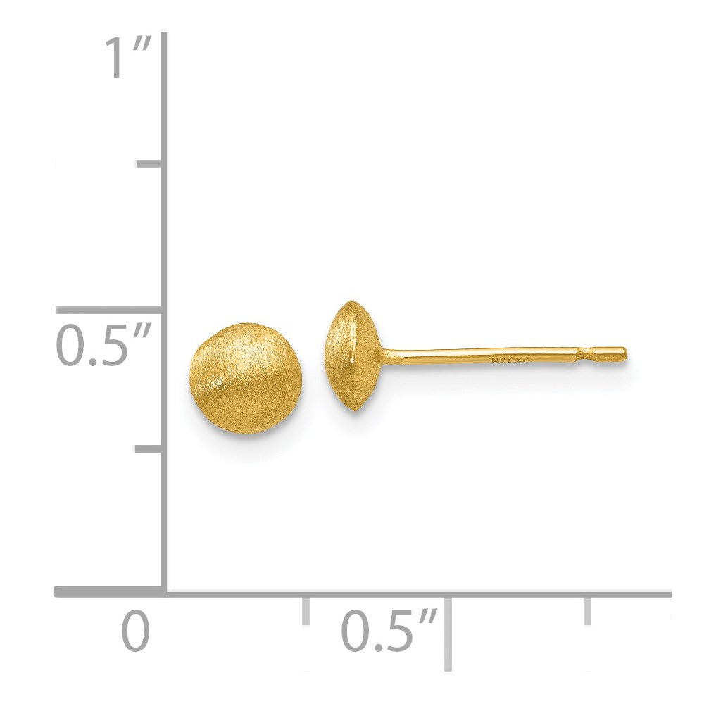 14K Yellow Gold 5mm Satin Puffed Button Post Earrings