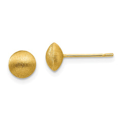 14K Yellow Gold 7mm Satin Button Earrings