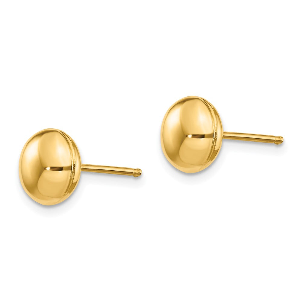 14K Yellow Gold Polished 8mm Button Post Earrings