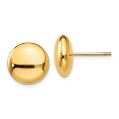 14K Yellow Gold Polished 12mm Button Post Earrings