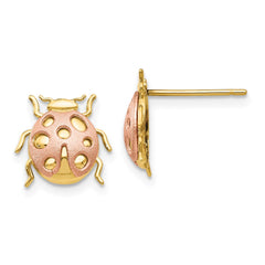 14K Two-Tone Gold Ladybug Post Earrings