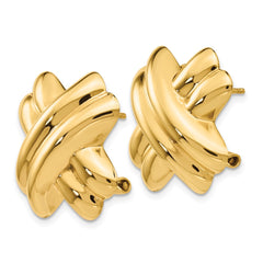 14K Yellow Gold Polished X Omega Back Post Earrings