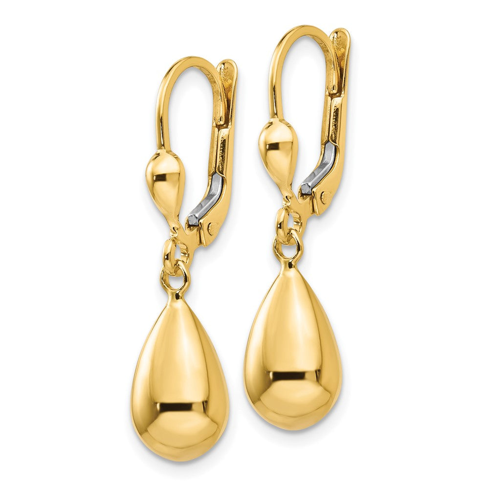 14K Yellow Gold Polished Fancy Dangle Leverback Earrings