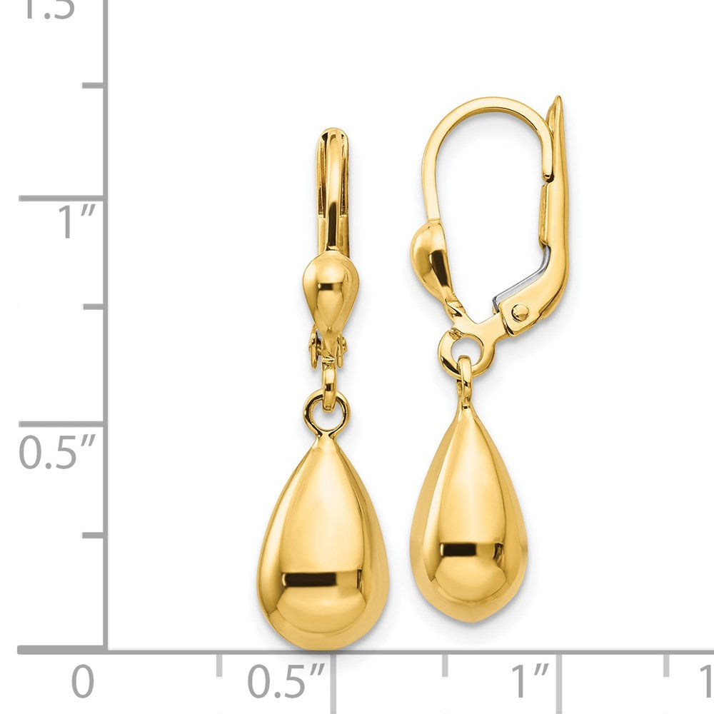 14K Yellow Gold Polished Fancy Dangle Leverback Earrings