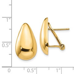 14K Yellow Gold Polished Teardrop Omega Back Post Earrings