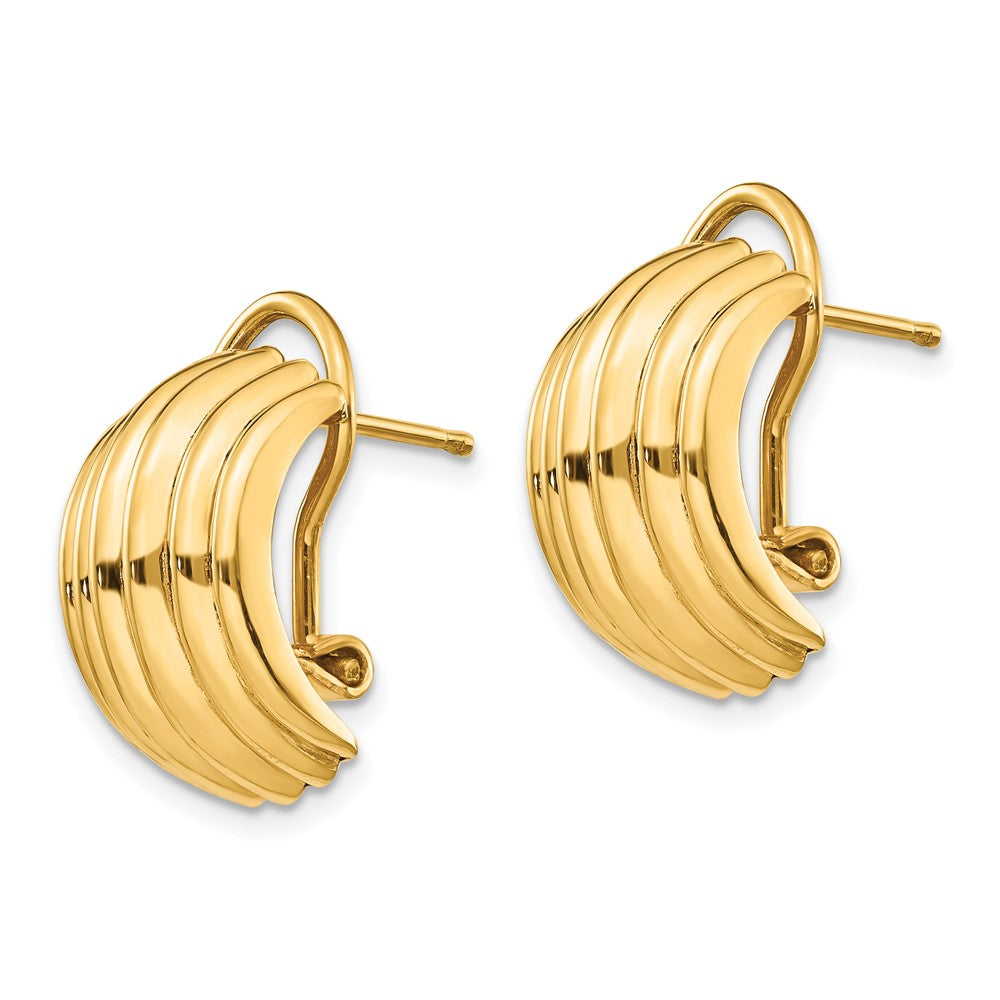14K Yellow Gold Polished Fancy Omega Back Post Earrings