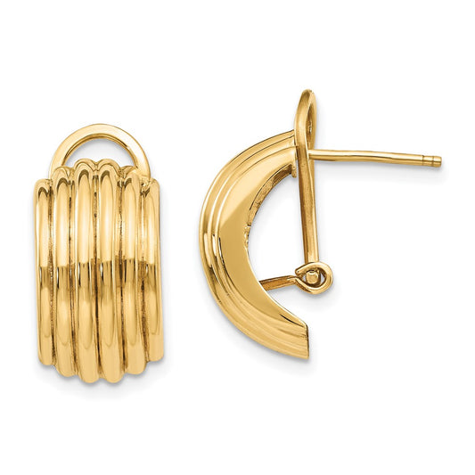 14K Yellow Gold Polished Fancy Omega Back Post Earrings