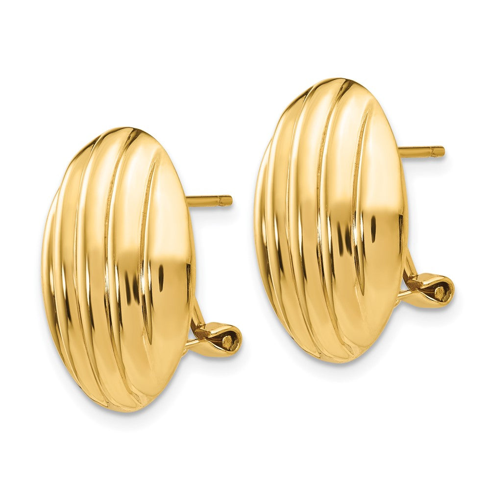 14K Yellow Gold Polished Fancy Omega Back Post Earrings