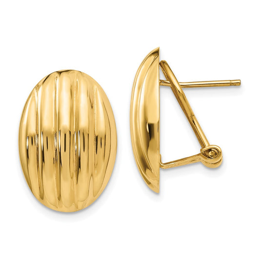 14K Yellow Gold Polished Fancy Omega Back Post Earrings