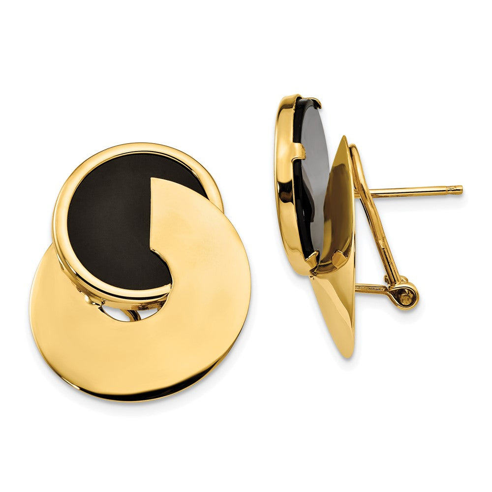 14K Yellow Gold Onyx Fancy Earrings