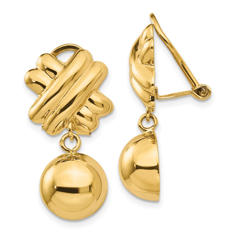 14K Yellow Gold Non-pierced Fancy Ball Earrings