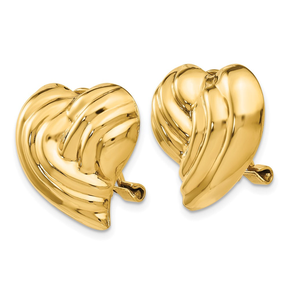 14K Yellow Gold Non-pierced Heart Earrings