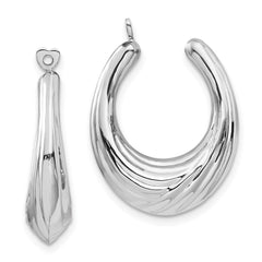 14K White Gold Scalloped Hoop Earrings Jackets