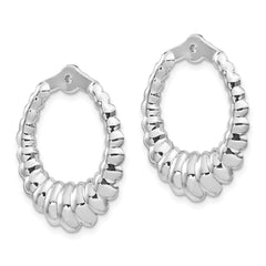 14K White Gold Scalloped Hoop Earrings Jackets