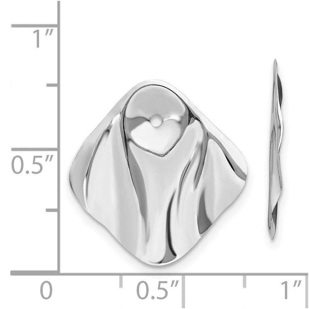 14K White Gold Polished Hammered Square Earrings Jackets