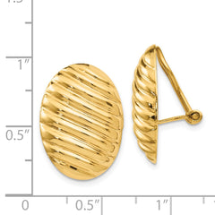 14K Yellow Gold Polished Button Non-pierced Omega Back Earrings