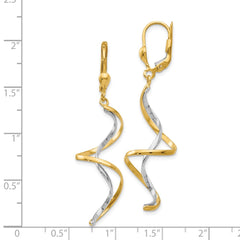 14K Two-Tone Gold Spiral Dangle Earrings